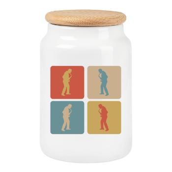 Saxophone Design - Keksdose mit Holzdeckel - Weiß - Vorne