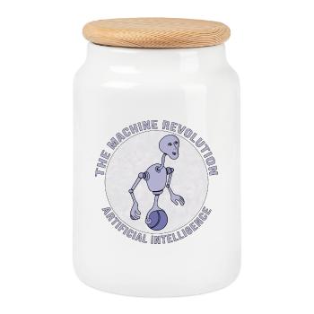 The Machine Revolution Artificial Intelligence - Cookie Jar with Wooden Lid - white - Front