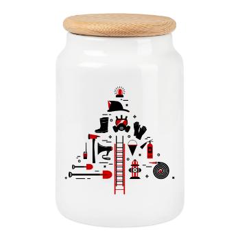 Sauveteur d’extincteur de tuyau d’incendie - Boîte à biscuits avec couvercle en bois - blanc - Devant