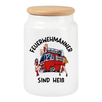 Feuerwehr Brandschutz Lebensretter Statement - Keksdose mit Holzdeckel - Weiß - Vorne