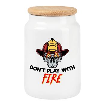 Casque de pompier Déclaration du sauveteur d’incendie - Boîte à biscuits avec couvercle en bois - blanc - Devant