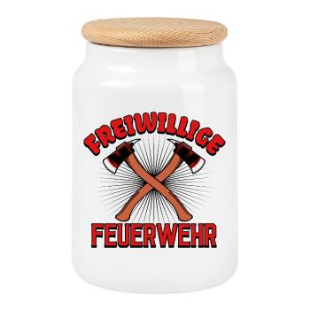 Fire Brigade Lifesaver Statement Extinguishing Work - Cookie Jar with Wooden Lid - white - Front