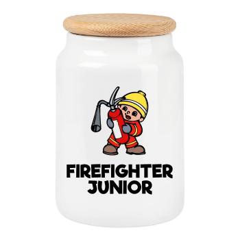 Volunteer Fire Brigade Lifesaver Statement - Cookie Jar with Wooden Lid - white - Front