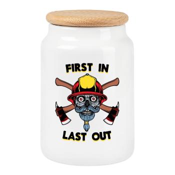 Firefighter Statement Fire Protection - Cookie Jar with Wooden Lid - white - Front