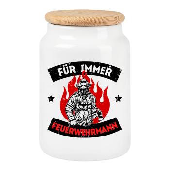 Feuer Statement Feuerwehrmann Feuerwehr Retter - Keksdose mit Holzdeckel - Weiß - Vorne