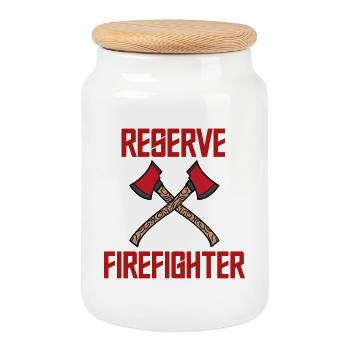 Lifesaver Statement Fire Brigade Fire Protection - Cookie Jar with Wooden Lid - white - Front