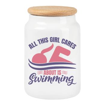 Nageuses Filles - Boîte à biscuits avec couvercle en bois - blanc - Devant