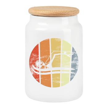 Natation vintage - Boîte à biscuits avec couvercle en bois - blanc - Devant
