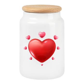 Liebe - Valentinstag - Herzen - Keksdose mit Holzdeckel - Weiß - Vorne