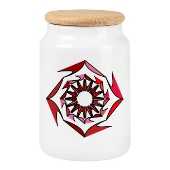 Ring of Fire [unique design from FishPressInk] - Cookie Jar with Wooden Lid - white - Front