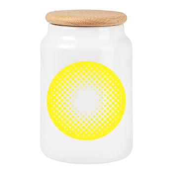 Sonnenkreis Halftone Muster - Keksdose mit Holzdeckel - Weiß - Vorne