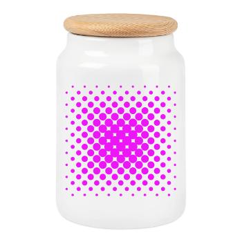 Pink Quadrat - Keksdose mit Holzdeckel - Weiß - Vorne
