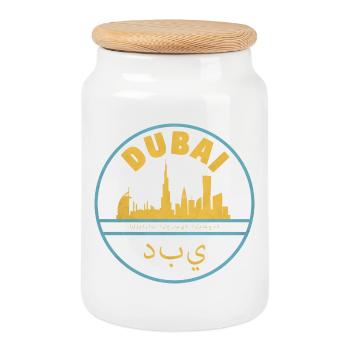 Dubai - Cookie Jar with Wooden Lid - white - Front