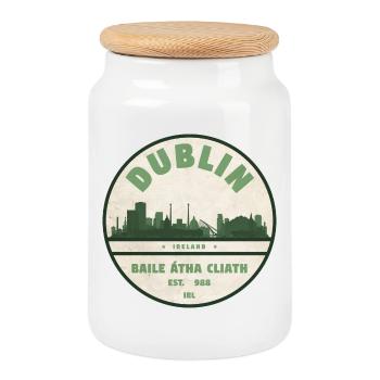 Dublin Irlande - Boîte à biscuits avec couvercle en bois - blanc - Devant