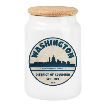 Washington DC Vintage - Keksdose mit Holzdeckel - Weiß - Vorne
