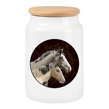 Jumeaux dans le Cercle Mandala - Boîte à biscuits avec couvercle en bois - blanc - Devant