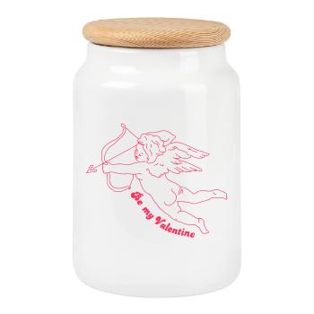 Cupidon Cupidon avec arc et ailes - Boîte à biscuits avec couvercle en bois - blanc - Devant