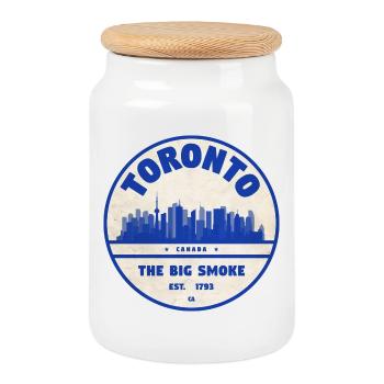 Silhouette vintage de Toronto - Boîte à biscuits avec couvercle en bois - blanc - Devant
