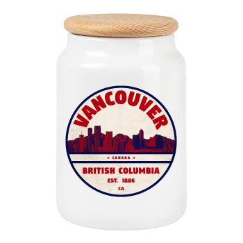 Vancouver Skyline Vintage Logo - Boîte à biscuits avec couvercle en bois - blanc - Devant