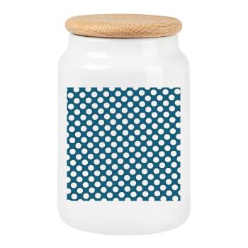 Modèle de texture de fond bleu Personnaliser - Boîte à biscuits avec couvercle en bois - blanc - Devant