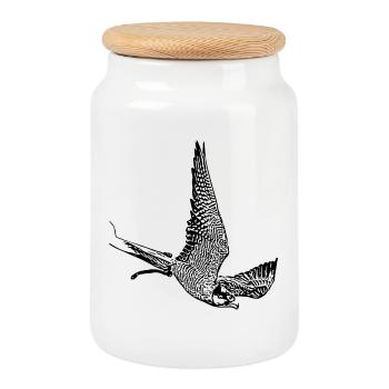 Falcon in a nosedive - Cookie Jar with Wooden Lid - white - Front