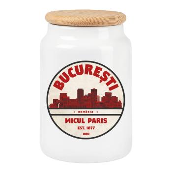 Bucharest Micul Paris Vintage - Keksdose mit Holzdeckel - Weiß - Vorne