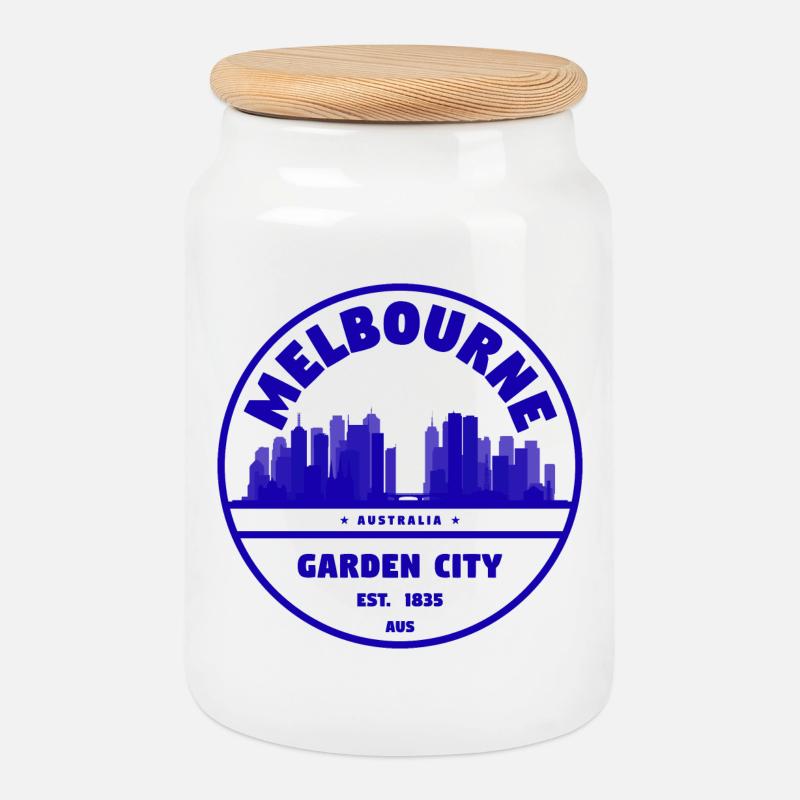 Melbourne Gartenstadt Skyline - Keksdose mit Holzdeckel - Weiß