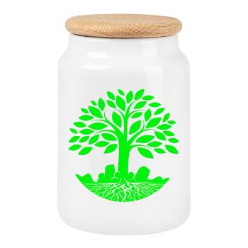 Baum des Lebens, Zen, Ökologie - Keksdose mit Holzdeckel - Weiß - Vorne