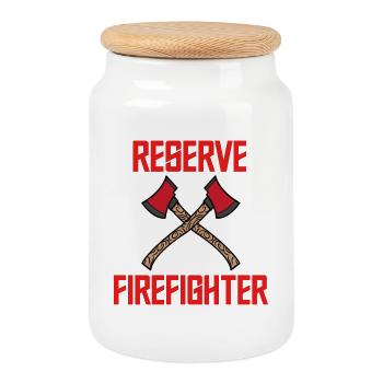 Fire Brigade Lifesaver Extinguishing Work Statement - Cookie Jar with Wooden Lid - white - Front