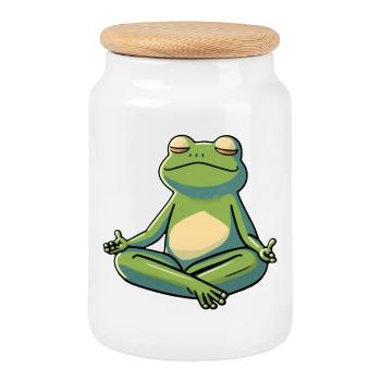 Sweet Frog - Cookie Jar with Wooden Lid - white - Front