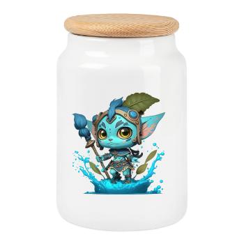 Avatar La Voie de l'Eau, mignon personnage, navi - Boîte à biscuits avec couvercle en bois - blanc - Devant