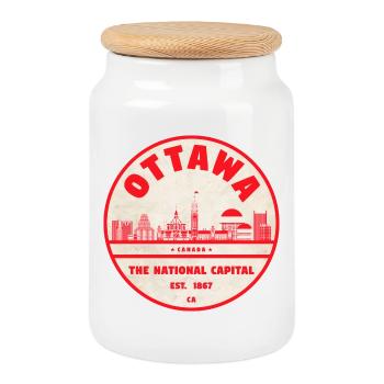 Emblème rétro de la capitale nationale d’Ottawa - Boîte à biscuits avec couvercle en bois - blanc - Devant