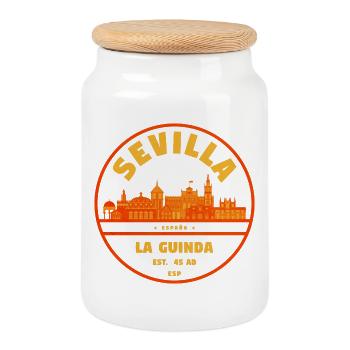 Emblème de la ligne d’horizon de Séville - Boîte à biscuits avec couvercle en bois - blanc - Devant