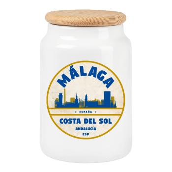 Malaga Skyline Küsten Flair - Keksdose mit Holzdeckel - Weiß - Vorne
