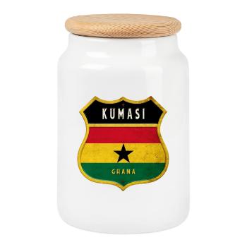 Design du drapeau des armoiries de Kumasi - Boîte à biscuits avec couvercle en bois - blanc - Devant