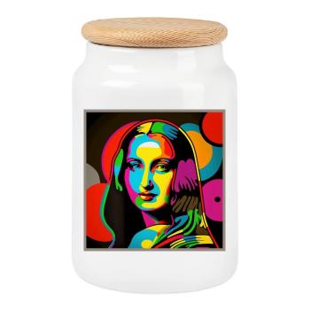 Porte Pop Art - Boîte à biscuits avec couvercle en bois - blanc - Devant