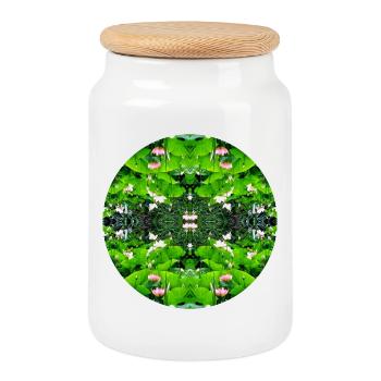 Nature Mandala Dennenlohe - Boîte à biscuits avec couvercle en bois - blanc - Devant