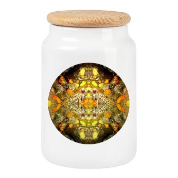 Nature Mandala Éponge Sous-marine - Boîte à biscuits avec couvercle en bois - blanc - Devant