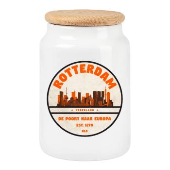 Rotterdam : Poort naar Europa - Boîte à biscuits avec couvercle en bois - blanc - Devant