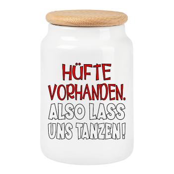TANZRHYTHMUS TANZEN - HÜFTE SCHWINGEN - Keksdose mit Holzdeckel - Weiß - Vorne