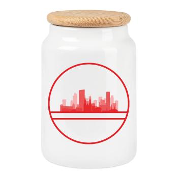 Silhouette du Brabant-Nord d’Eindhoven - Boîte à biscuits avec couvercle en bois - blanc - Devant
