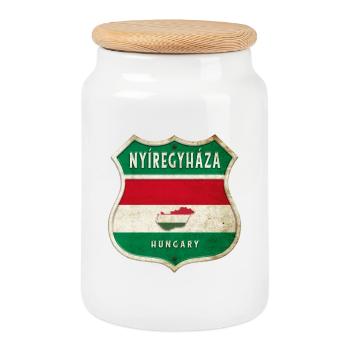 Design du drapeau de Nyíregyháza (Hongrie) - Boîte à biscuits avec couvercle en bois - blanc - Devant