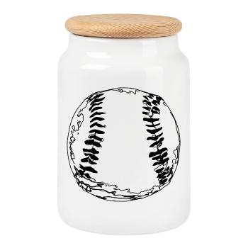 Baseball Ball - Keksdose mit Holzdeckel - Weiß - Vorne