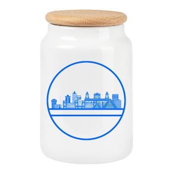 Guatemala City Skyline Blau - Keksdose mit Holzdeckel - Weiß - Vorne