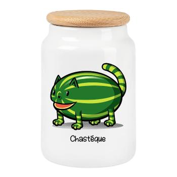 Chastèque - Boîte à biscuits avec couvercle en bois - blanc - Devant