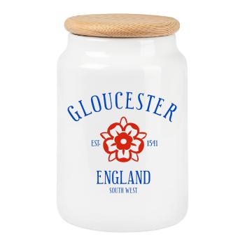 GLOUCESTER England - Keksdose mit Holzdeckel - Weiß - Vorne
