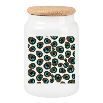 all over prints Damen, pfauenmuster wasserpixel - Keksdose mit Holzdeckel - Weiß - Vorne