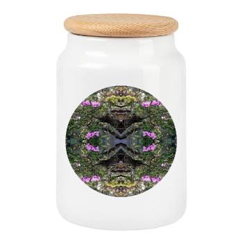 Nature Mandala Bali Taman Tirtagangga - Boîte à biscuits avec couvercle en bois - blanc - Devant