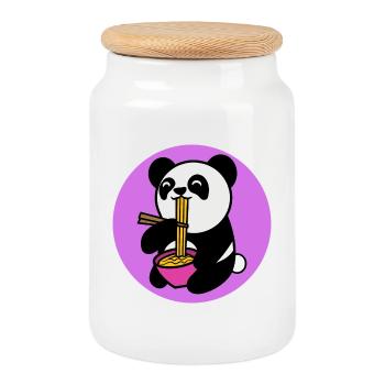 Panda Manga Anime Comic Pop Culture Japanese - Cookie Jar with Wooden Lid - white - Front