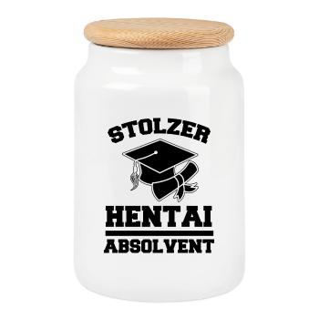 Nerdy Manga Anime Japan Kanji Japanese Statement - Cookie Jar with Wooden Lid - white - Front